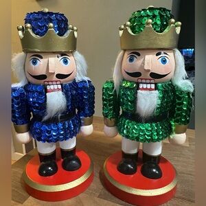 Nutcracker Ornaments Sequence Blue/Red Wooden